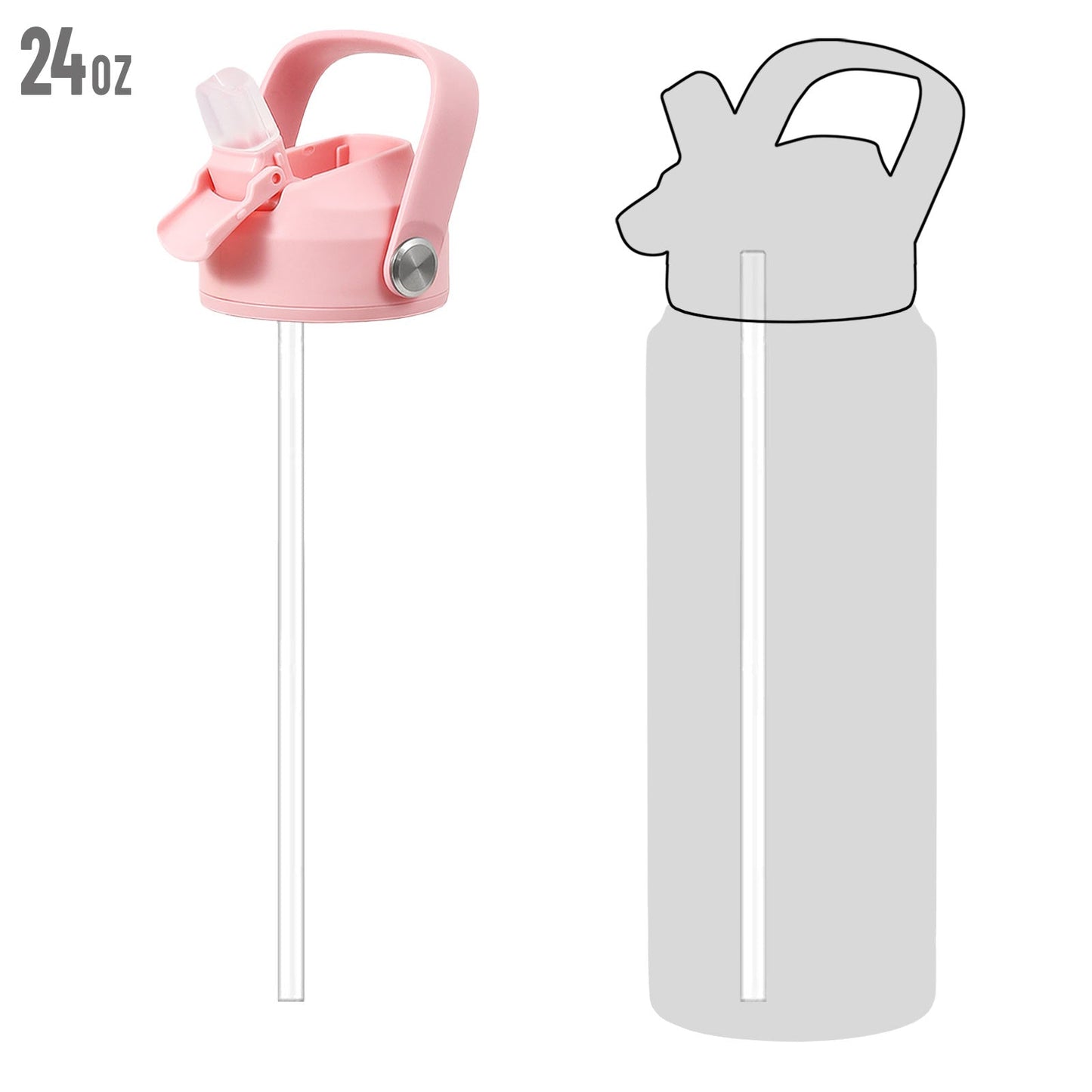 Replacement Lid with Straw and Handle for DLOCCOLD 18oz & 24oz Kids Water Bottle