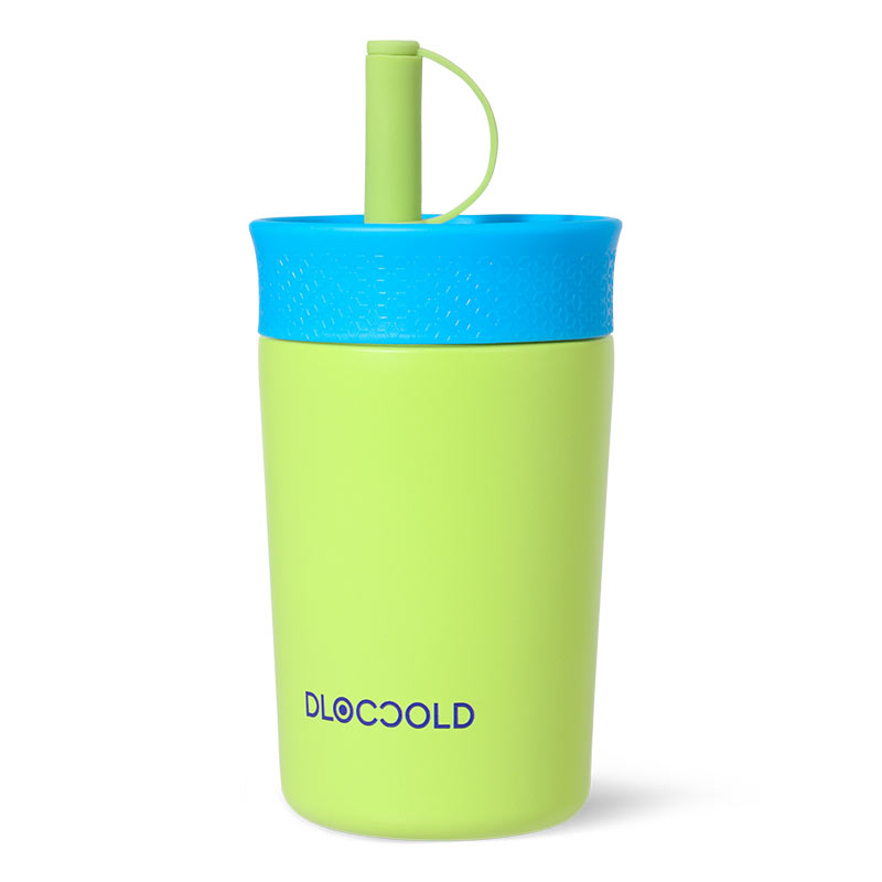DLOCCOLD Kids Insulation Stainless Steel Tumbler with Spill Resistant Flexible Straw