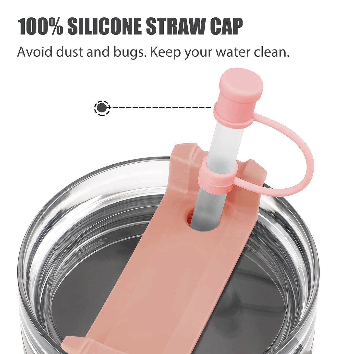 4 Pack Silicone Straw Covers Cap & Plastic Straw & Straw Brush Set