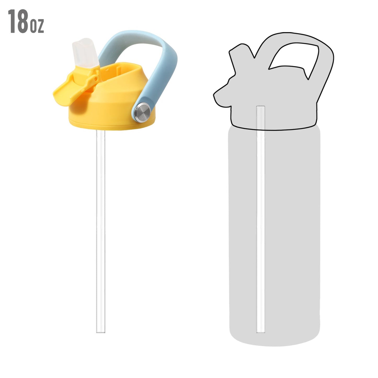 Replacement Lid with Straw and Handle for DLOCCOLD 18oz & 24oz Kids Water Bottle