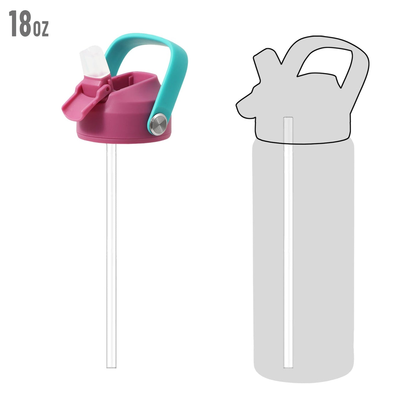 Replacement Lid with Straw and Handle for DLOCCOLD 18oz & 24oz Kids Water Bottle