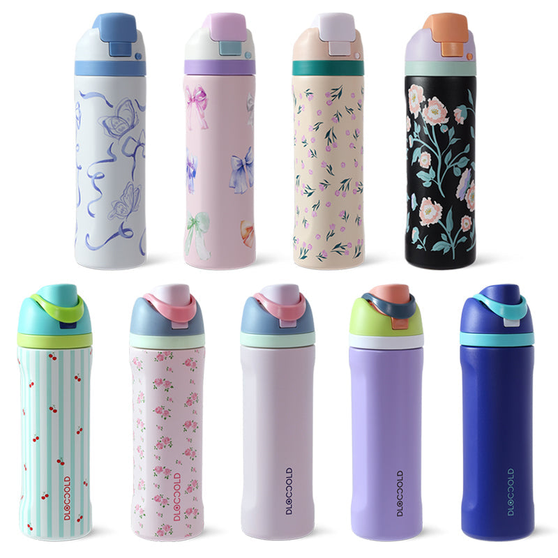 DLOCCOLD Insulated Stainless Steel Water Bottle, Leak-Proof Thermos | 24 OZ