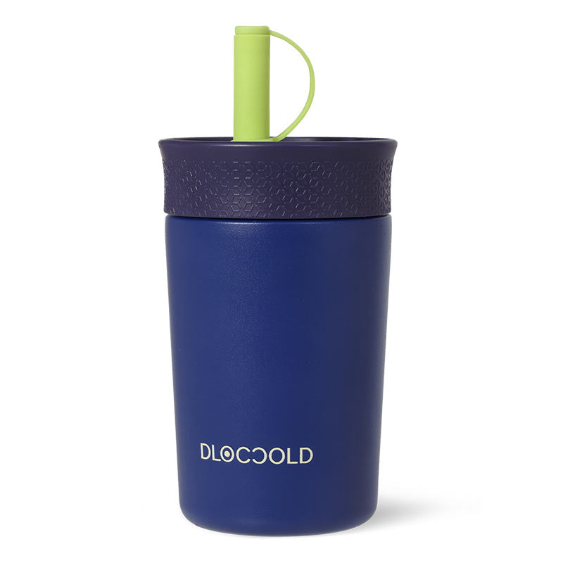 DLOCCOLD Kids Insulation Stainless Steel Tumbler with Spill Resistant Flexible Straw