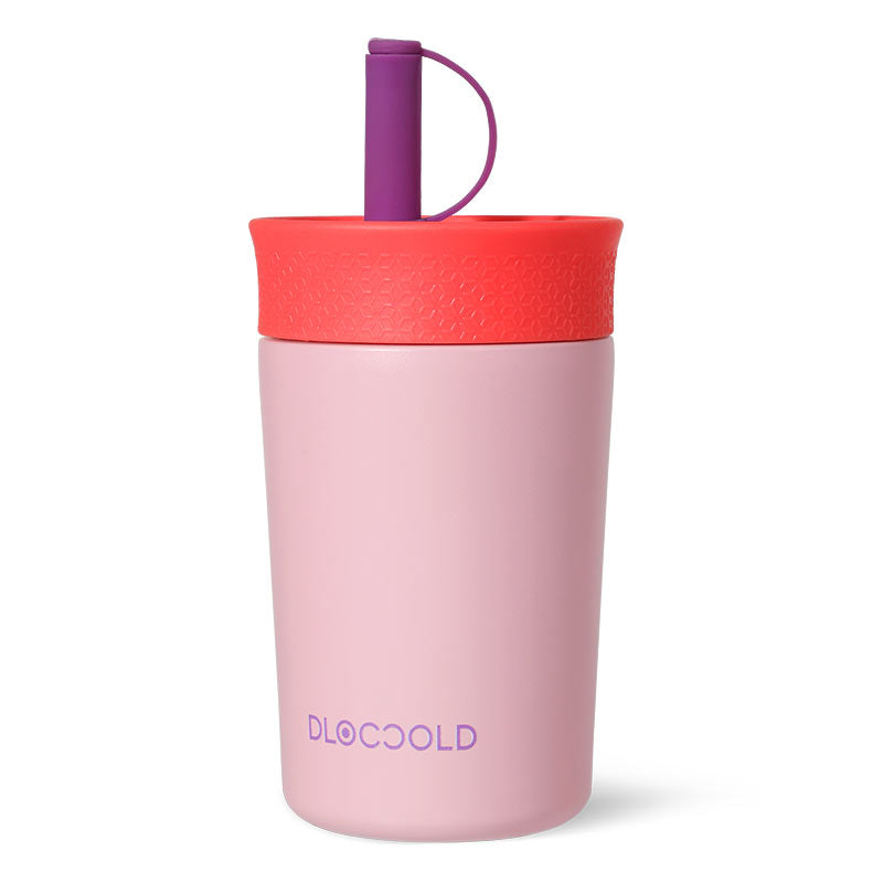 DLOCCOLD Kids Insulation Stainless Steel Tumbler with Spill Resistant Flexible Straw